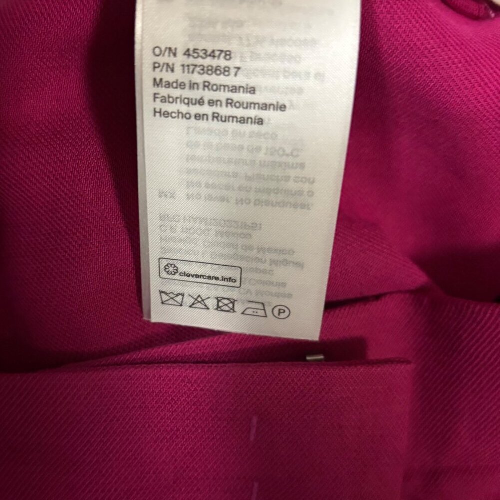 COS Womens Fuchsia Wide-Leg Pleated Linen-Blend Trousers Size 4 - Picture 8 of 10